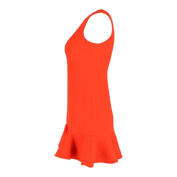 Victoria, Victoria Beckham Flounce Hem Shift Dress in Orange Wool - Picture 2 of 3
